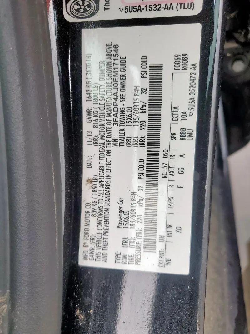 2014 FORD FIESTA S  