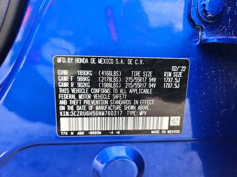 2022 HONDA HR-V EX  