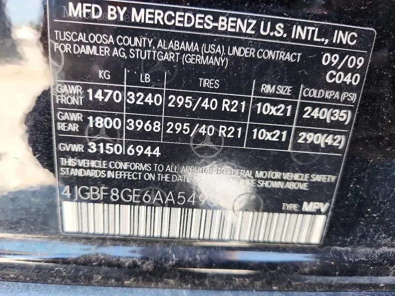 2010 MERCEDES-BENZ GL 550 4MATIC  