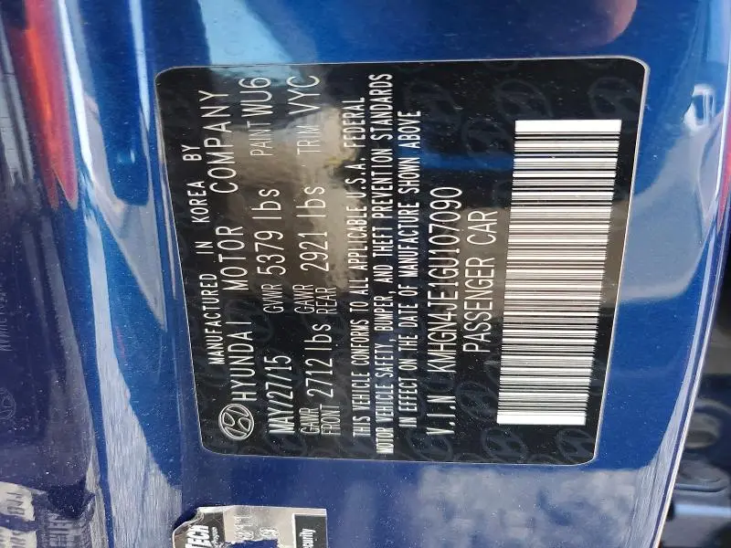 2016 HYUNDAI GENESIS 3.8L  