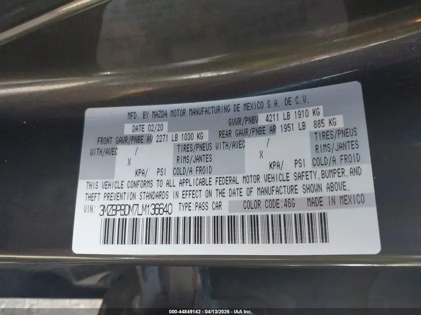 2020 MAZDA MAZDA3 PREFERRED PACKAGE
