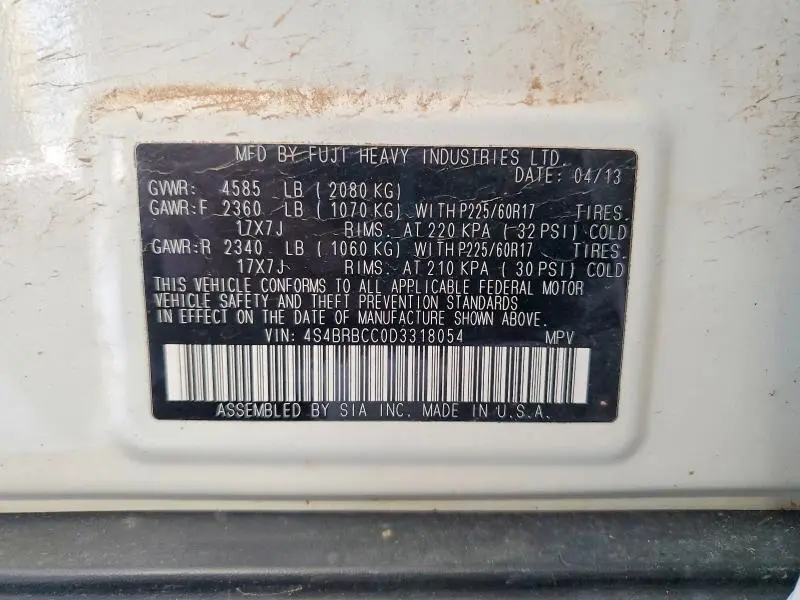 2013 SUBARU OUTBACK 2.5I PREMIUM  
