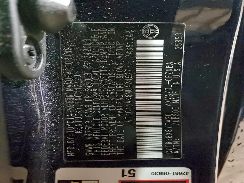 2021 TOYOTA CAMRY LE  