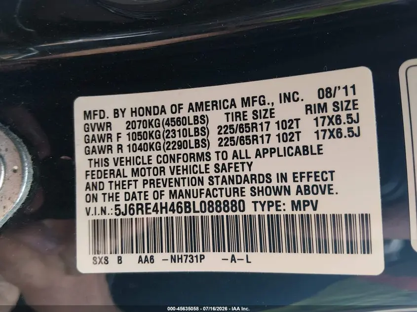 2011 HONDA CR-V SE