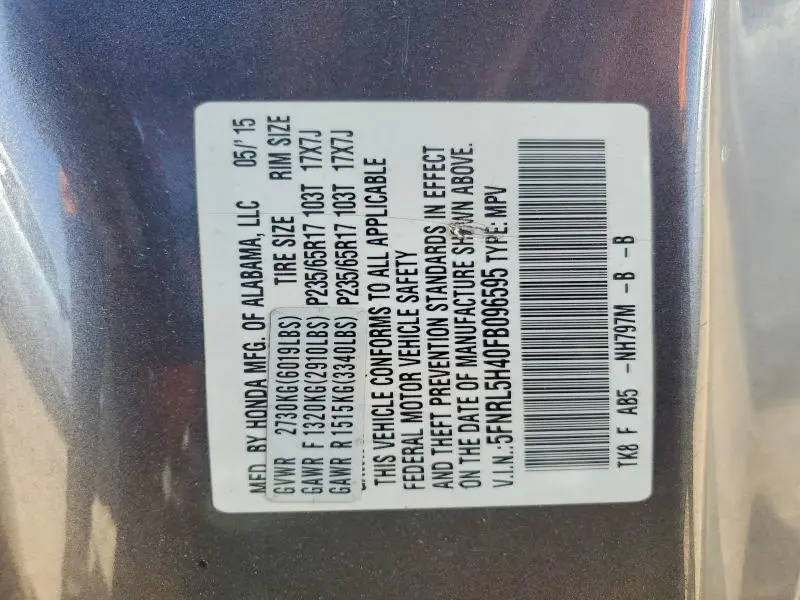 2015 HONDA ODYSSEY EX  