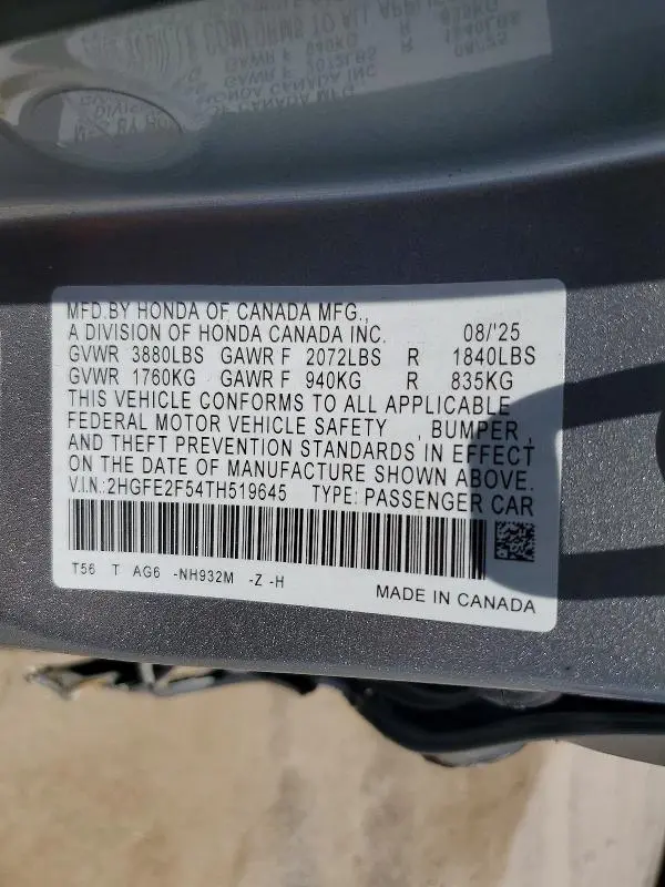 2026 HONDA CIVIC SPORT  