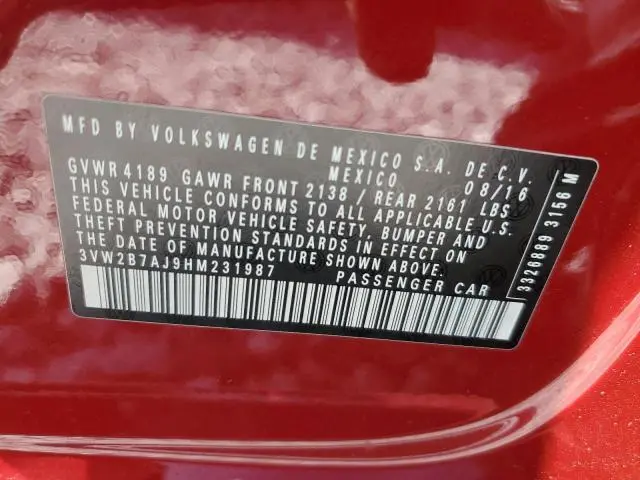 2017 VOLKSWAGEN JETTA S  
