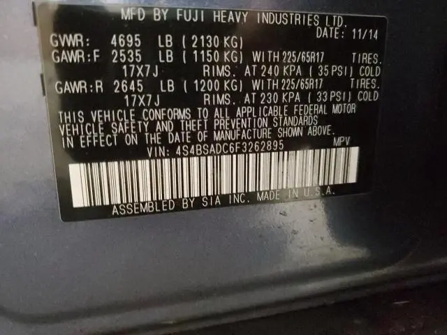 2015 SUBARU OUTBACK 2.5I PREMIUM  