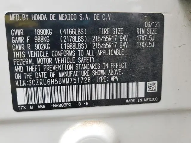 2021 HONDA HR-V EX  