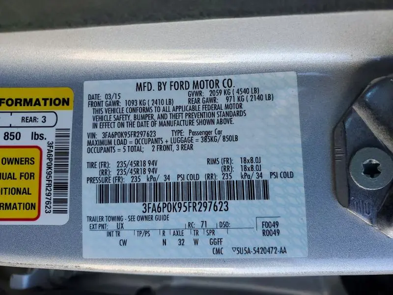 2015 FORD FUSION TITANIUM  