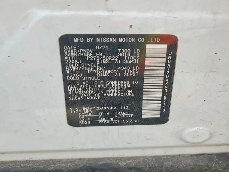 2022 NISSAN ARMADA PLATINUM  