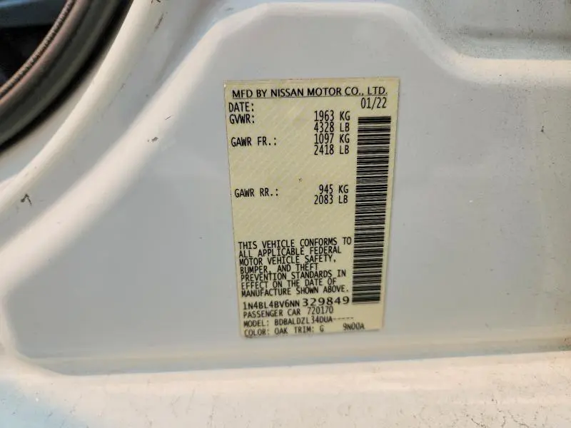 2022 NISSAN ALTIMA S  