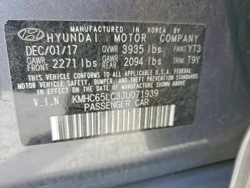 2018 HYUNDAI IONIQ BLUE  