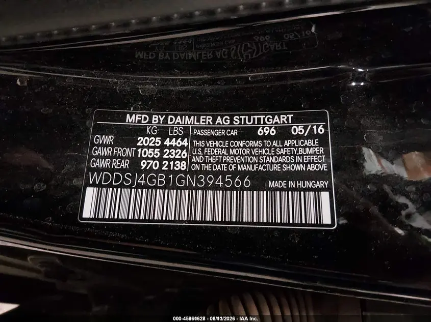 2016 MERCEDES-BENZ CLA 250 4MATIC