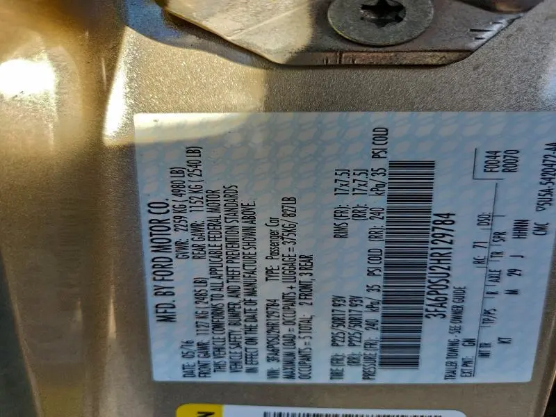 2017 FORD FUSION TITANIUM PHEV  