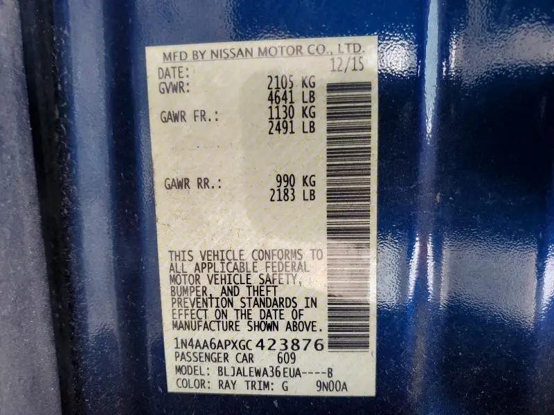 2016 NISSAN MAXIMA 3.5 SL  