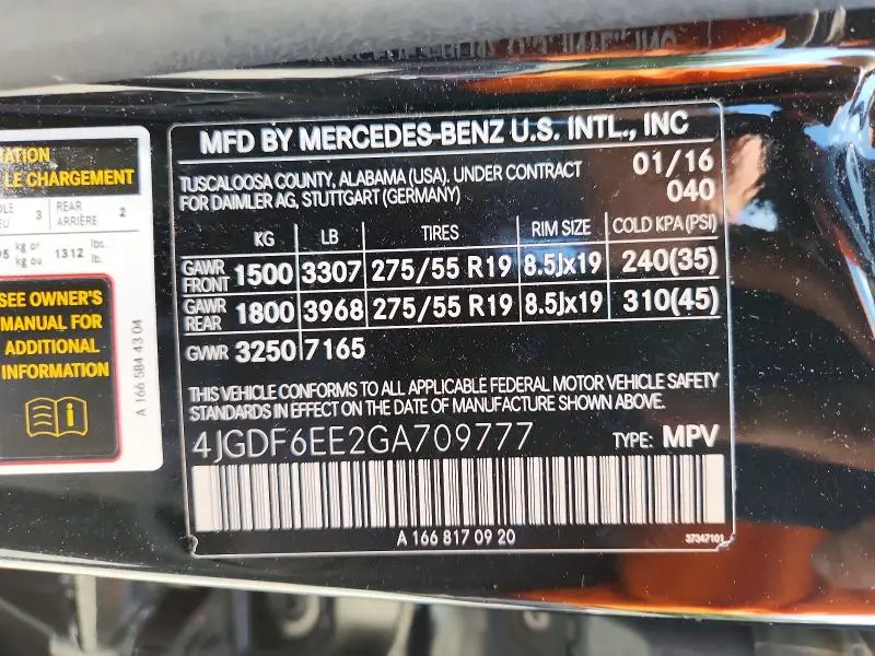 2016 MERCEDES-BENZ GL 450 4MATIC  
