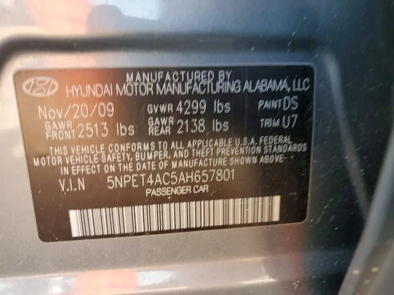 2010 HYUNDAI SONATA GLS  