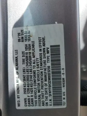 2021 HONDA PILOT EX  
