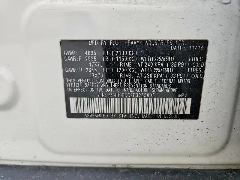 2015 SUBARU OUTBACK 2.5I PREMIUM  