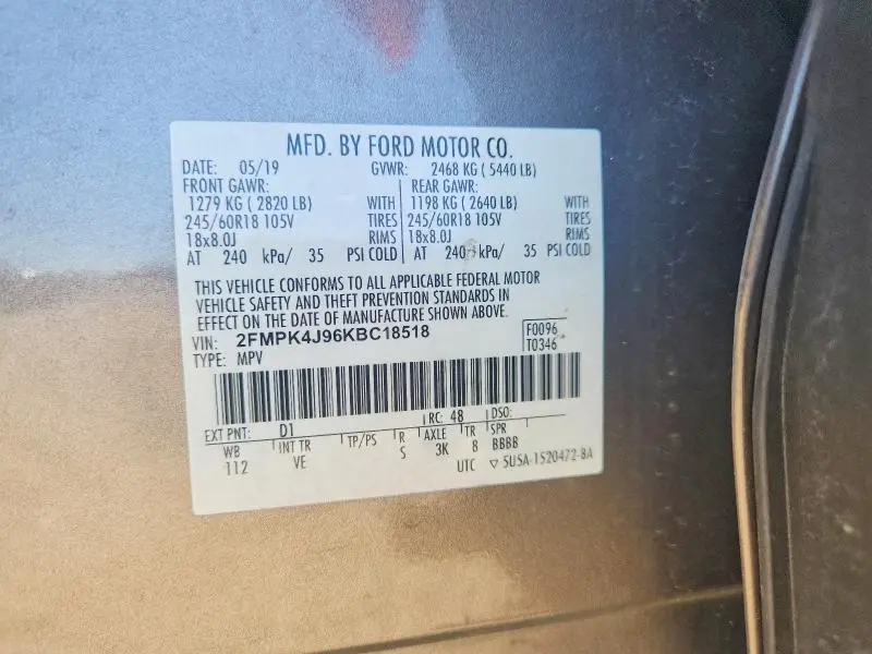 2019 FORD EDGE SEL  