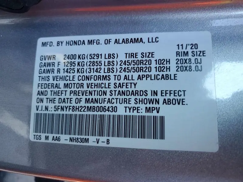 2021 HONDA PASSPORT SPORT  