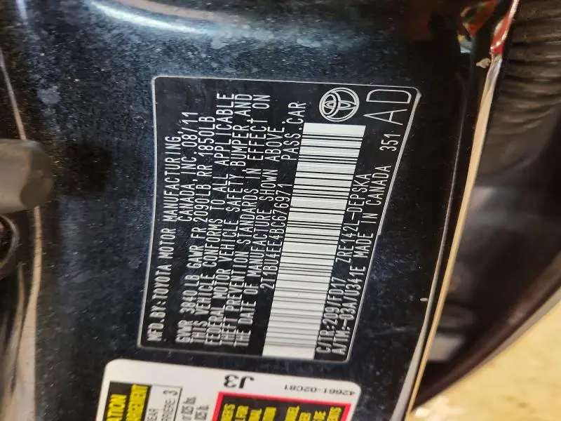 2011 TOYOTA COROLLA S  