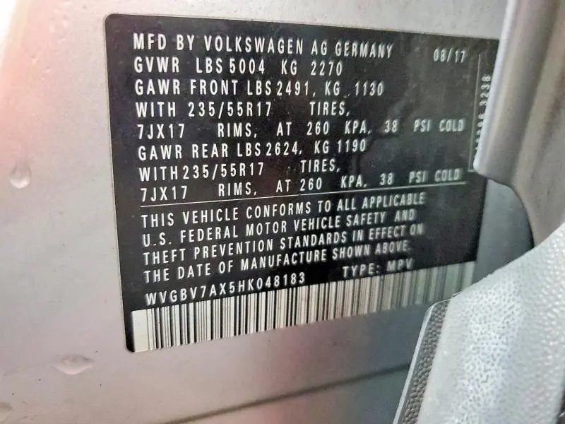 2017 VOLKSWAGEN TIGUAN S  
