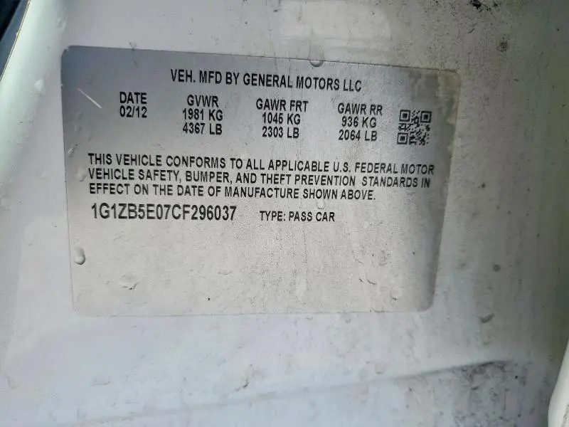 2012 CHEVROLET MALIBU LS  