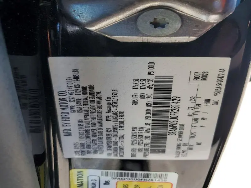 2015 FORD FUSION TITANIUM PHEV  
