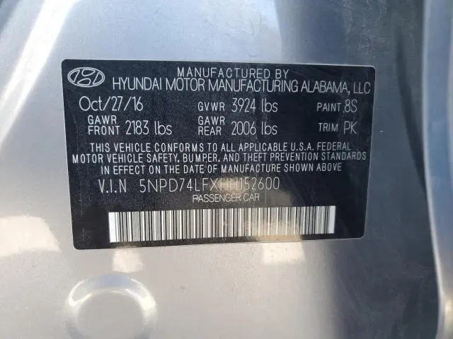 2017 HYUNDAI ELANTRA SE  