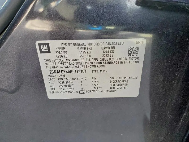 2016 CHEVROLET EQUINOX   