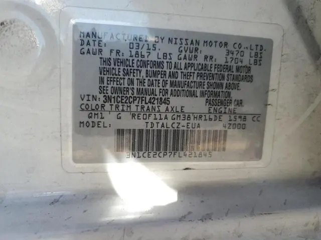 2015 NISSAN VERSA NOTE S  