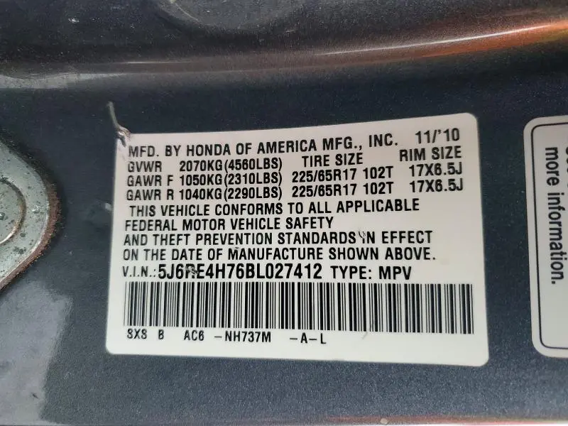 2011 HONDA CR-V EXL  