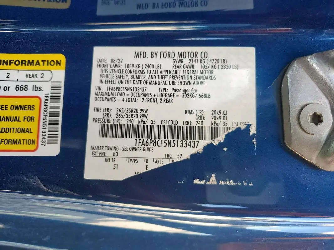 2022 FORD MUSTANG GT  