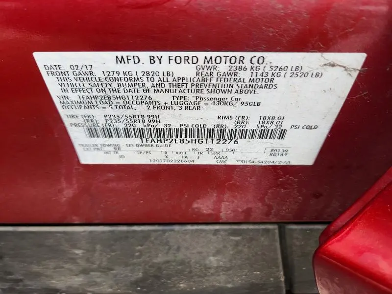 2017 FORD TAURUS SEL  
