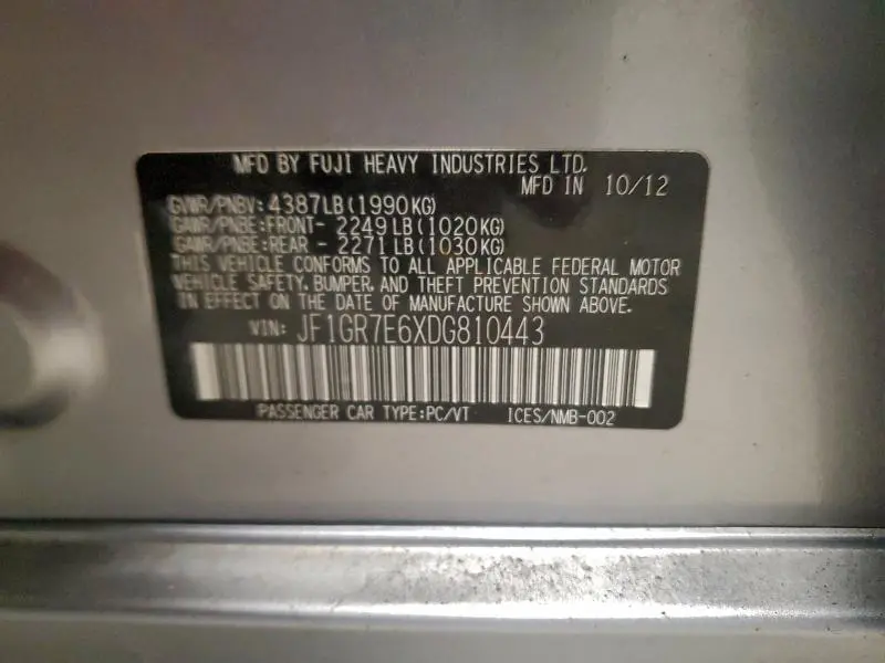 2013 SUBARU IMPREZA WRX  