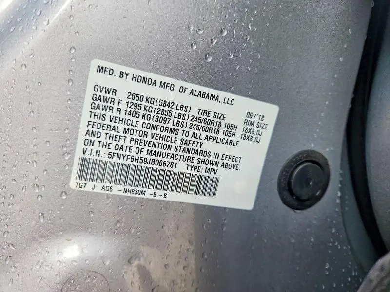 2018 HONDA PILOT EXL  