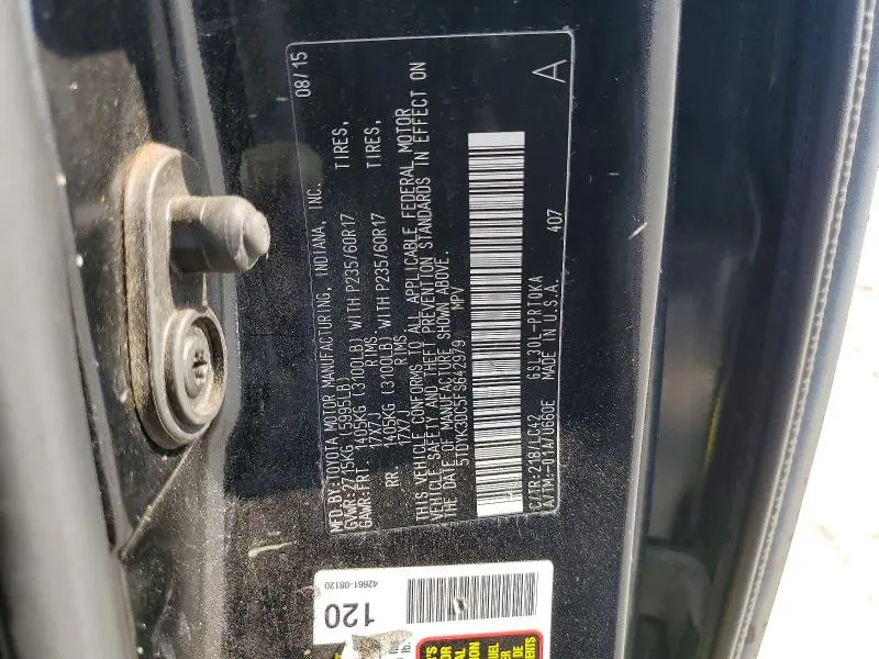 2015 TOYOTA SIENNA XLE 8-PASSENGER  