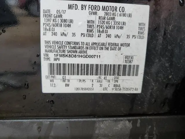 2017 FORD EXPLORER XLT  