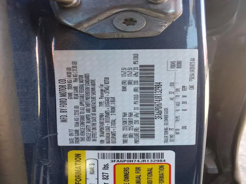 2018 FORD FUSION SE  