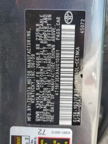 2010 TOYOTA CAMRY BASE  