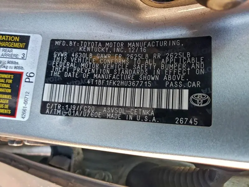 2017 TOYOTA CAMRY LE  