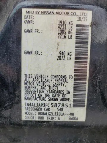 2015 NISSAN ALTIMA 2.5  