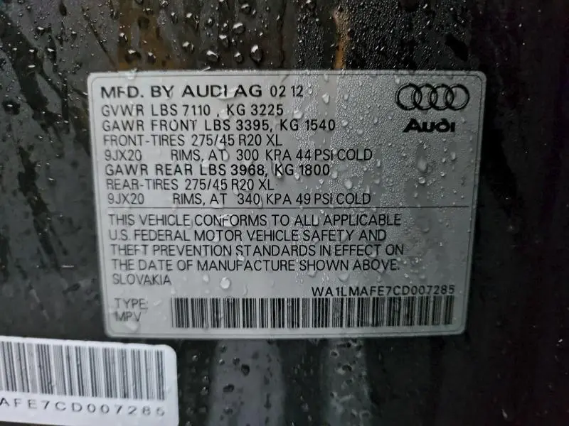 2012 AUDI Q7 PREMIUM PLUS  