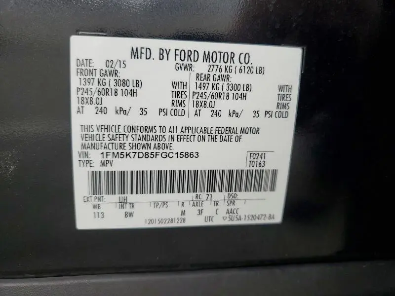 2015 FORD EXPLORER XLT  
