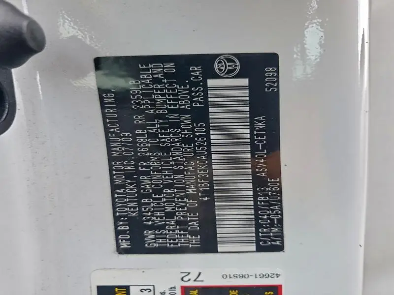 2010 TOYOTA CAMRY BASE  