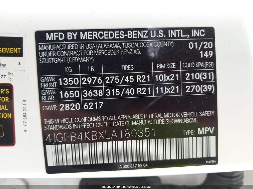 2020 MERCEDES-BENZ GLE 350 4MATIC