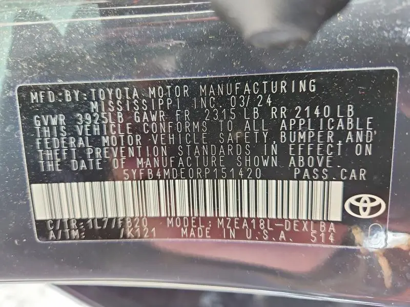 2024 TOYOTA COROLLA LE  