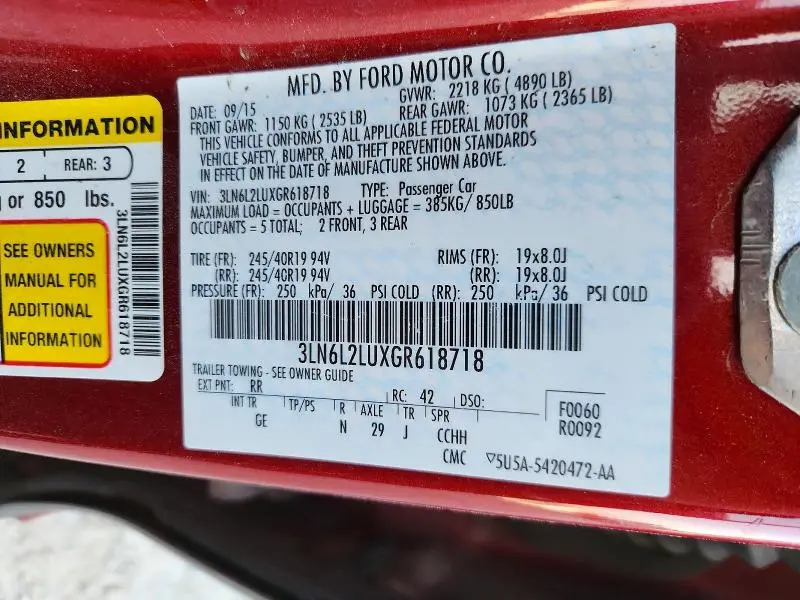 2016 LINCOLN MKZ HYBRID  